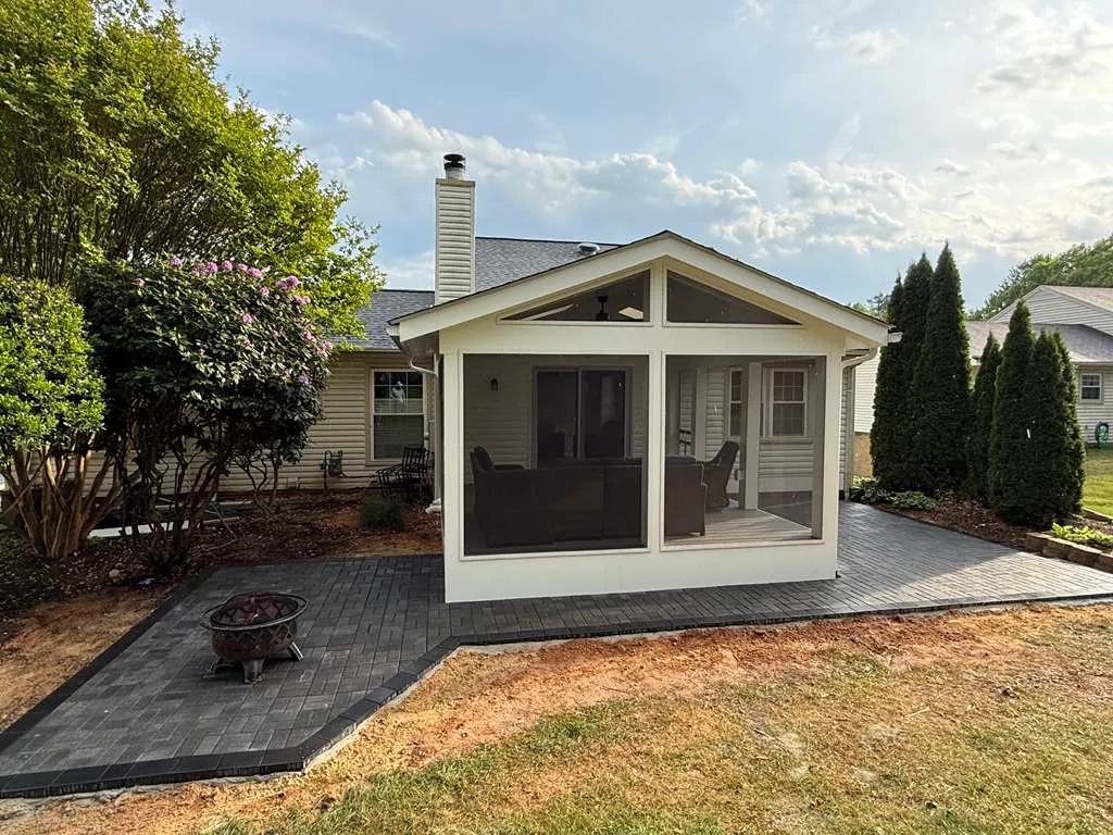 Covered screened porch built over an existing deck structure in Northern Virginia